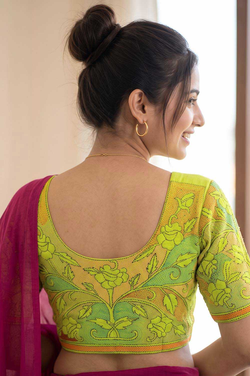 Nakshi Kantha Cotton Blouse (Intricate Hand Embroidery) 0.85 Mtr