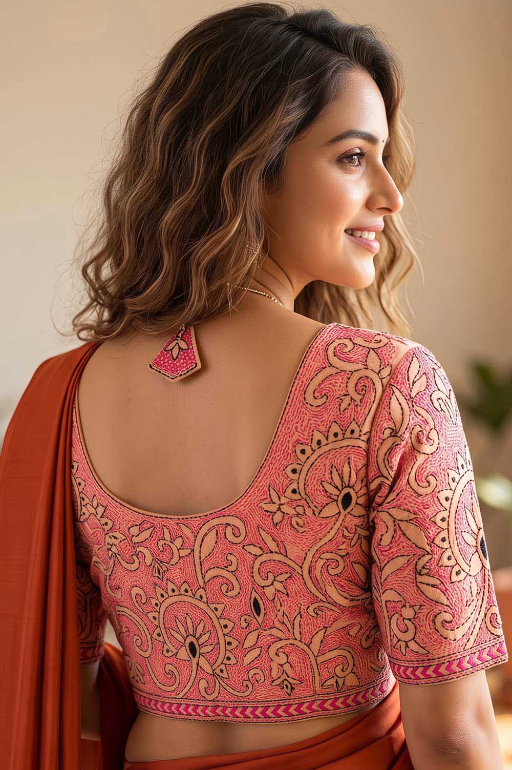 Nakshi Kantha Cotton Blouse (Intricate Hand Embroidery) 0.85 Mtr