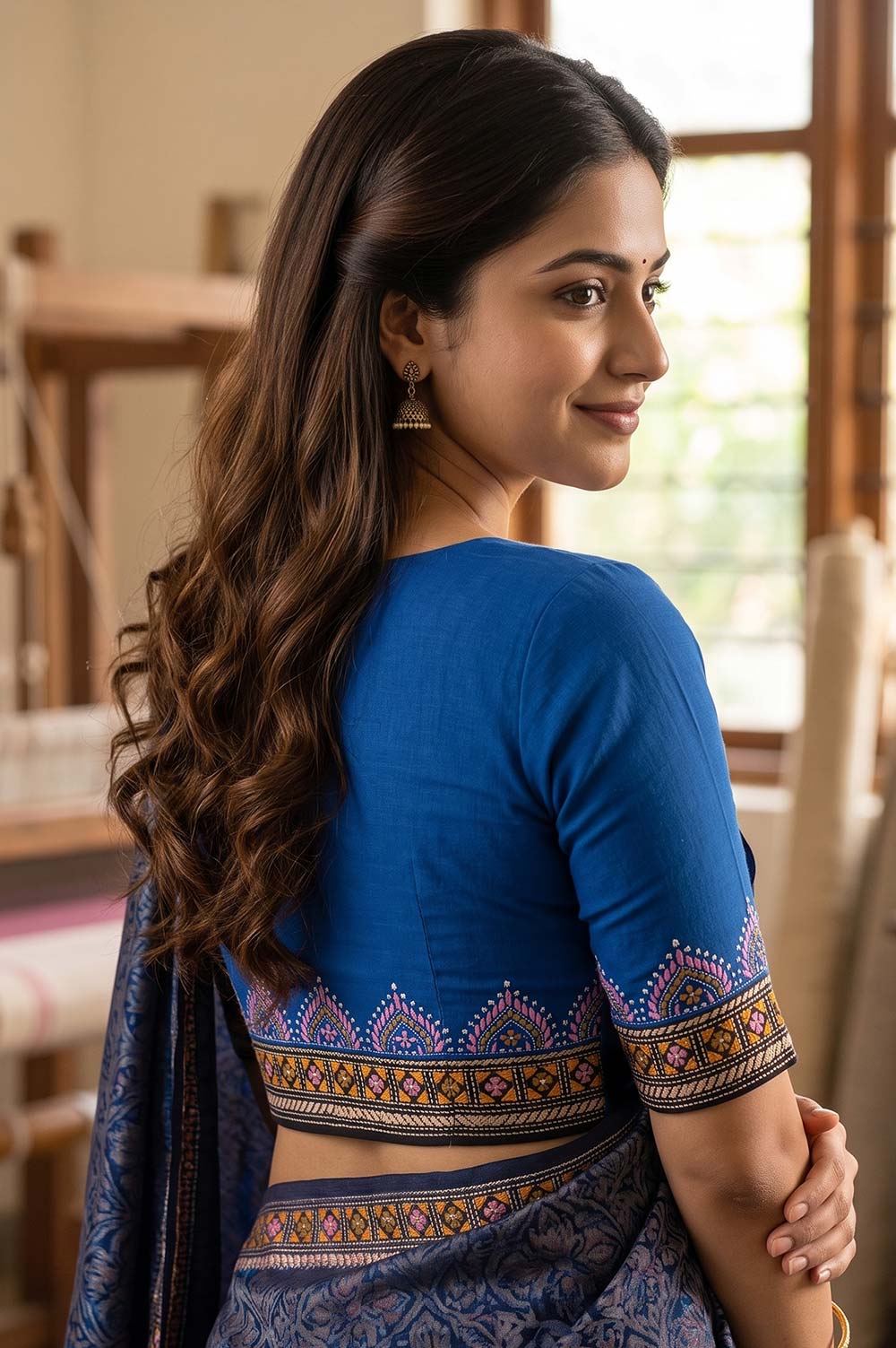 Nakshi Kantha Cotton Blouse (Intricate Hand Embroidery) 1 Mtr