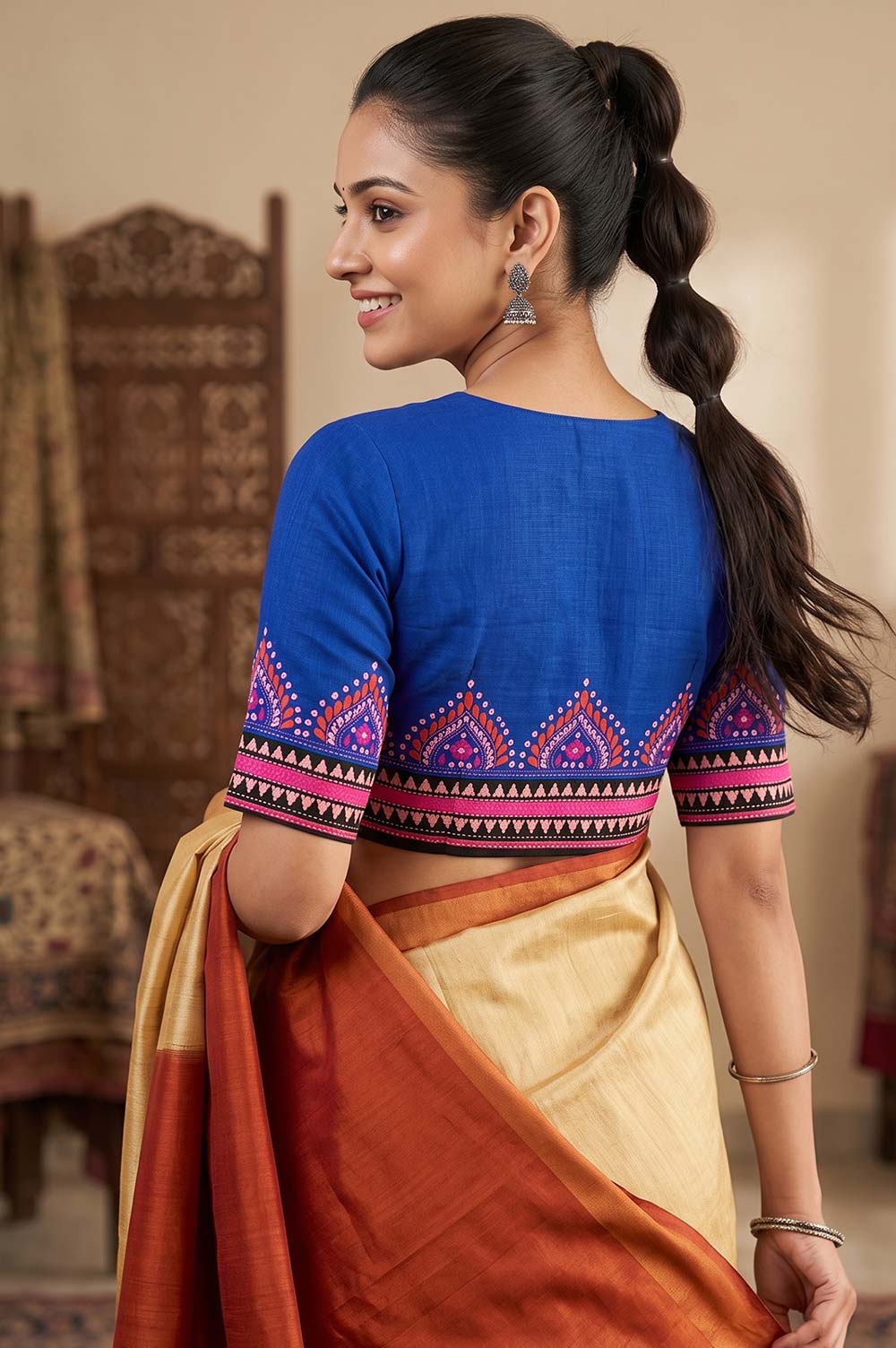 Nakshi Kantha Cotton Blouse (Intricate Hand Embroidery) 0.85 Mtr
