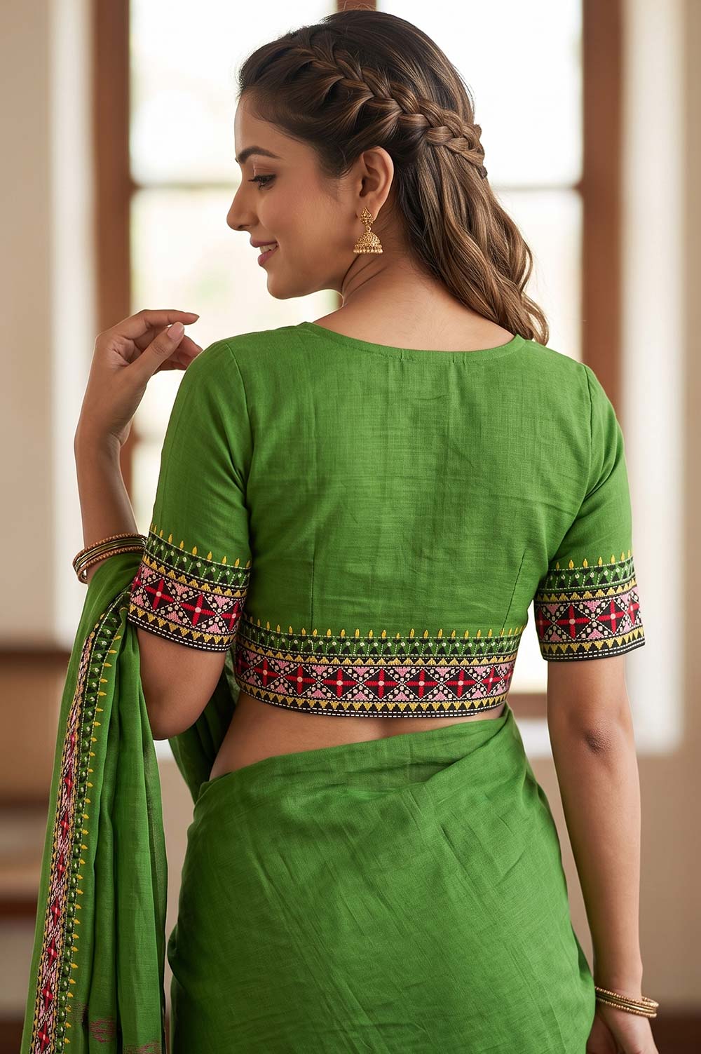 Nakshi Kantha Cotton Blouse (Intricate Hand Embroidery) 0.85 Mtr