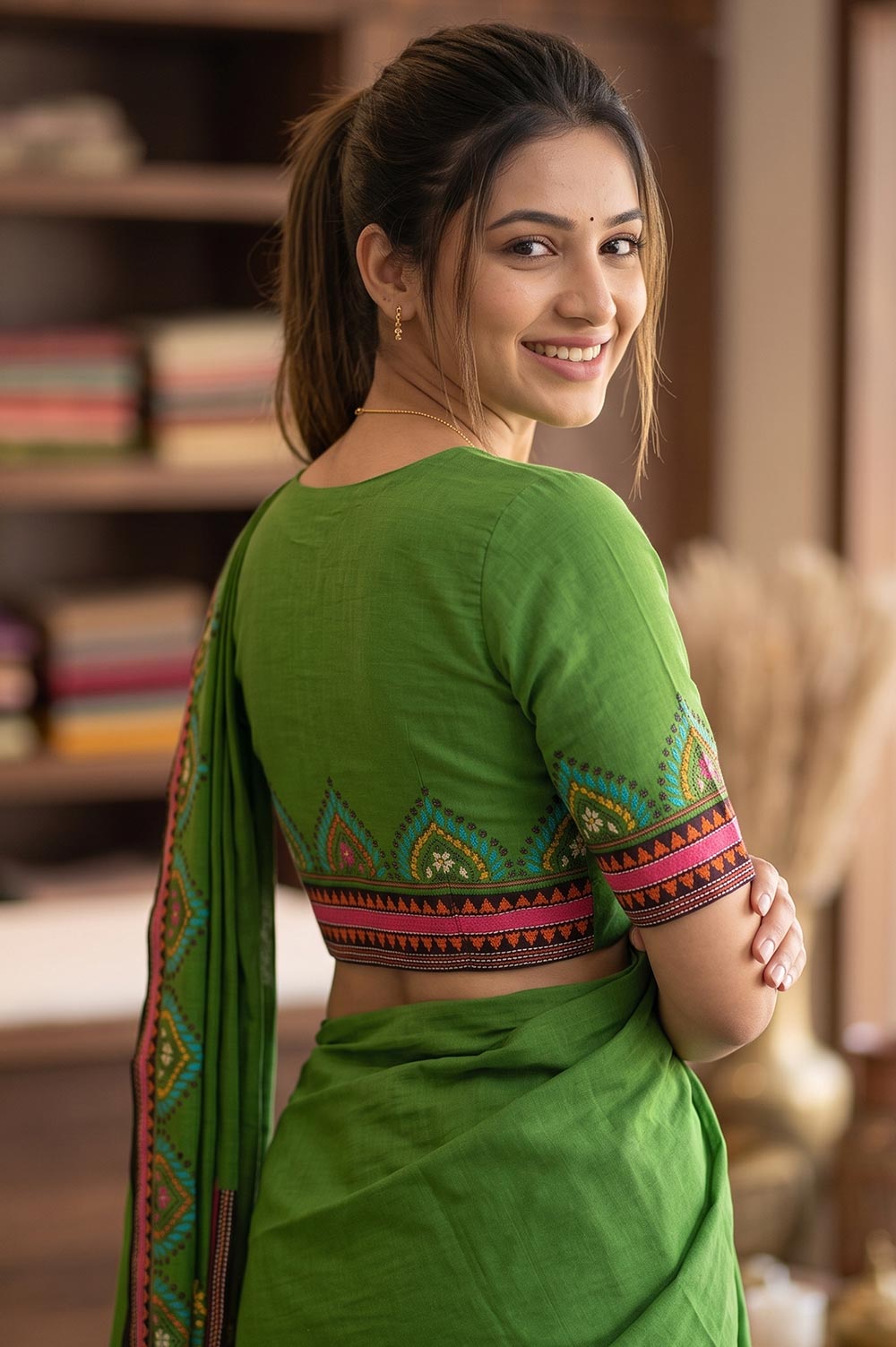 Nakshi Kantha Cotton Blouse (Intricate Hand Embroidery) 0.85 Mtr