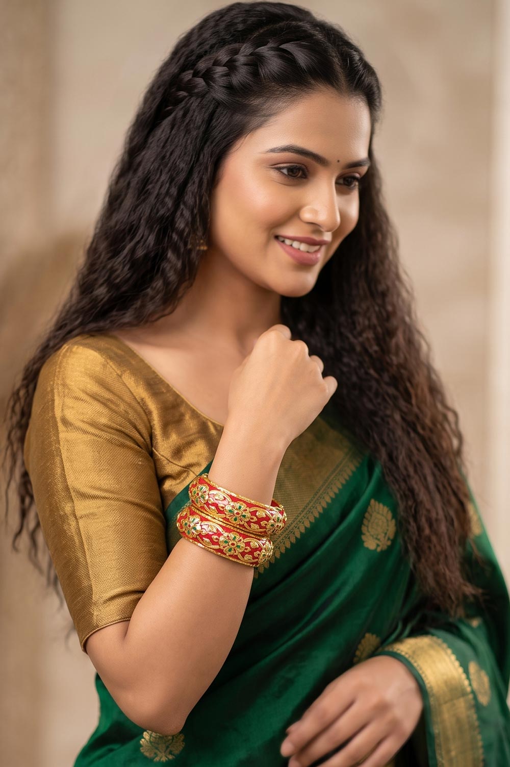 Bikaner Usta Kala Bangle Pair (Dia 2.6, width 0.6) Inches