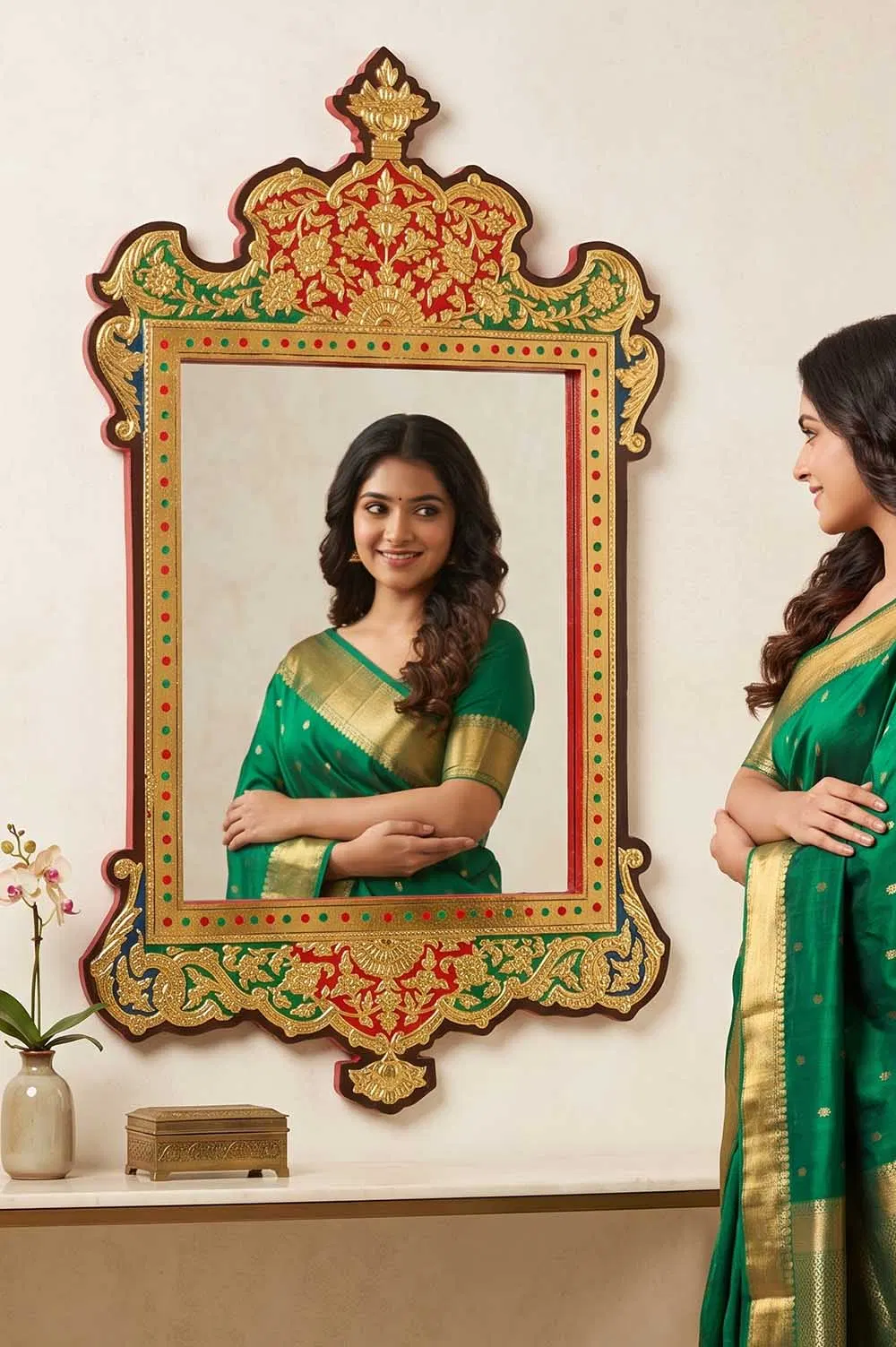 Bikaner Usta Kala Mirror (14x23) Inches