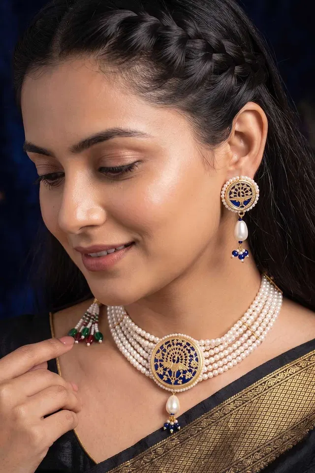Choker Pattern 23kt Thewa Gold Jewellery Set