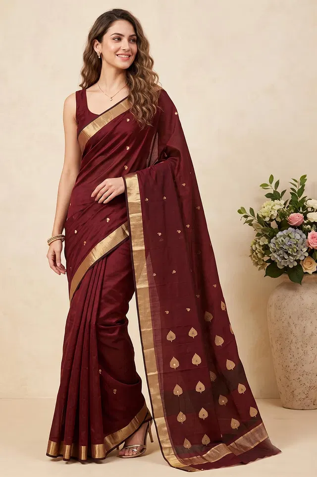 Chanderi Handloom Cotton-Silk Saree