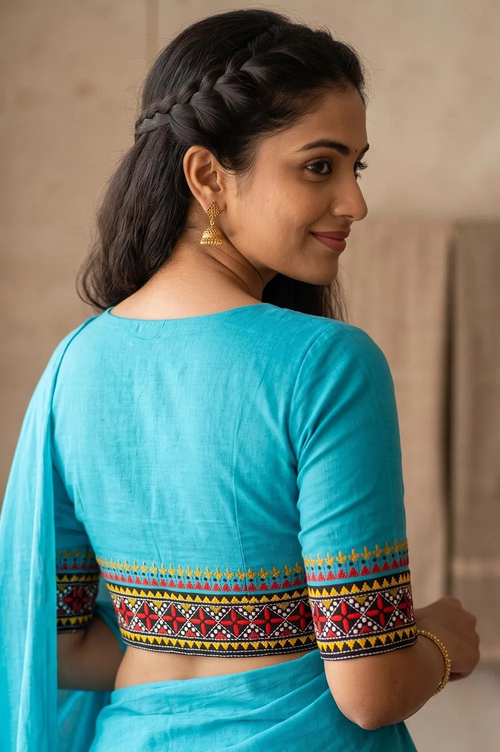 Nakshi Kantha Cotton Blouse (Intricate Hand Embroidery) 1 Mtr