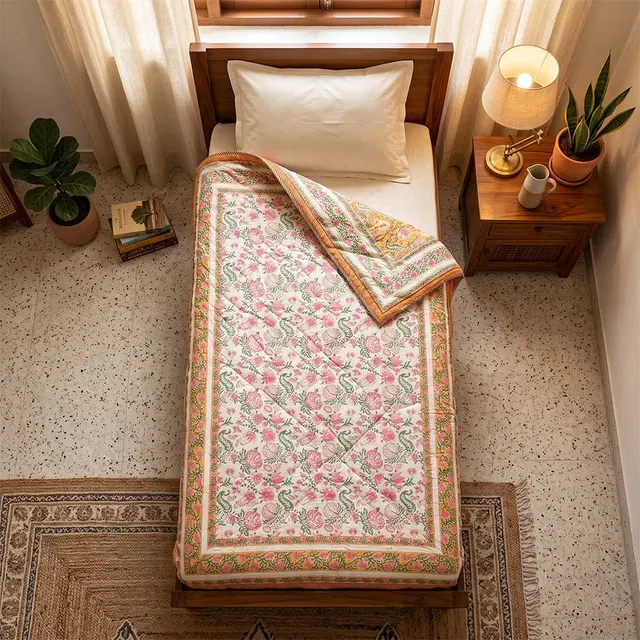 Sanganeri Hand Block Printed Comforter (5x7.5Ft)