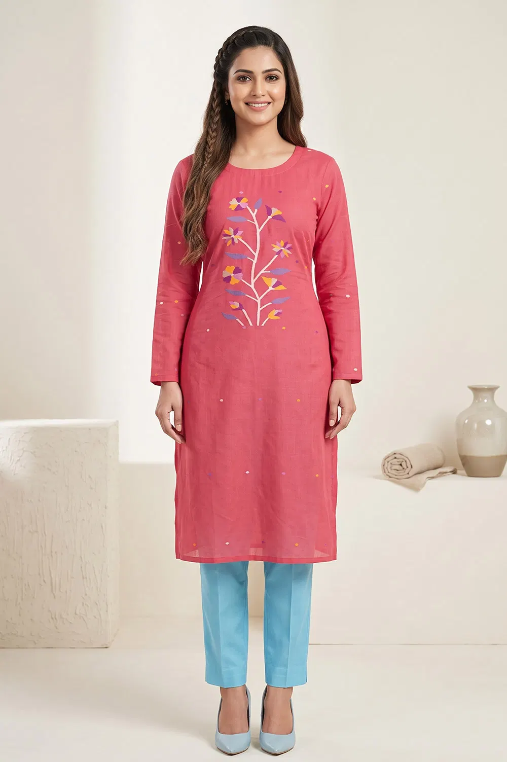 Jamdani Handloom Cotton Salwar Suit material (2pcs)