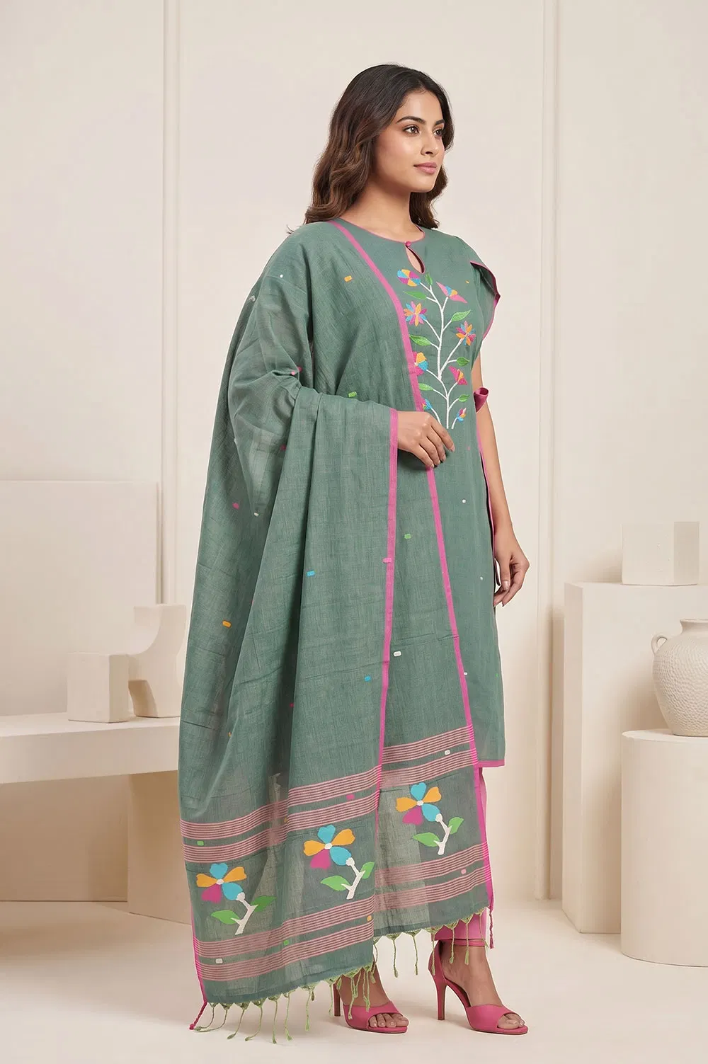 Jamdani Handloom Cotton Salwar Suit material
