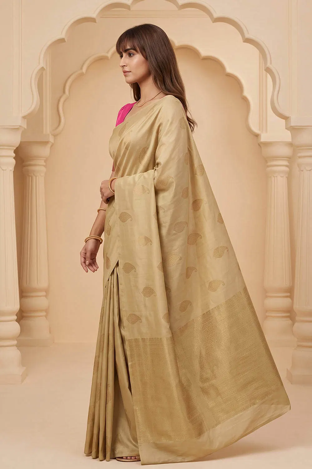 Kancheepuram Pure Silk Handloom Saree (2 Gram Gold Zari)