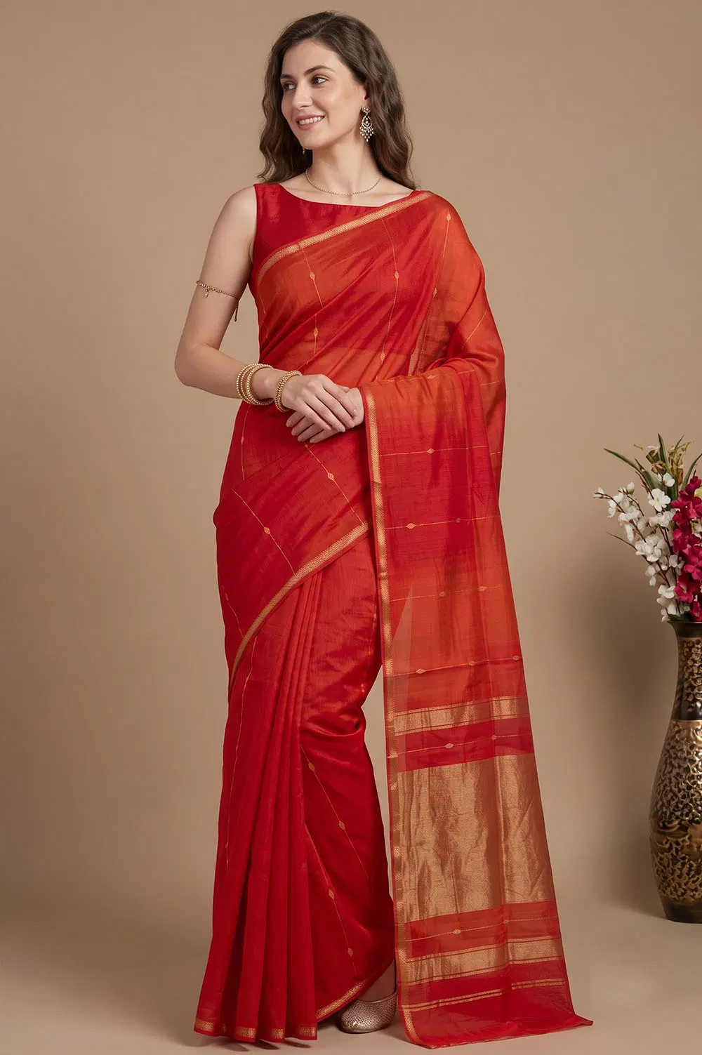 Maheshwar Handloom Cotton-Silk Saree