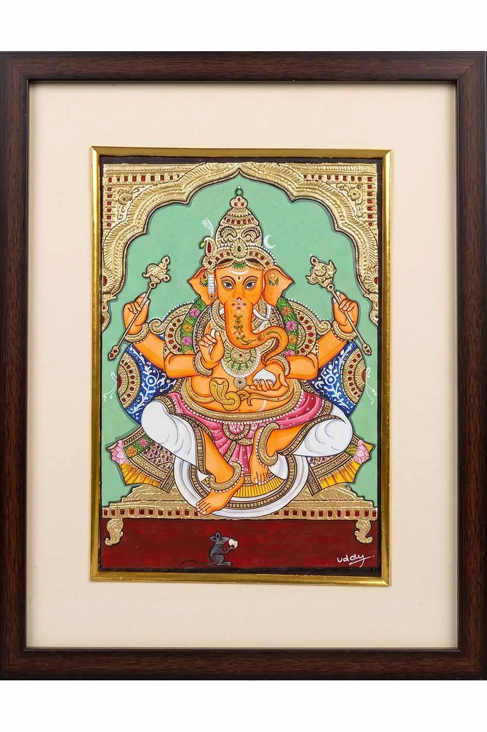 Ganesha Mysore Painting - 22KT Gold Leaf (9*12) Inches