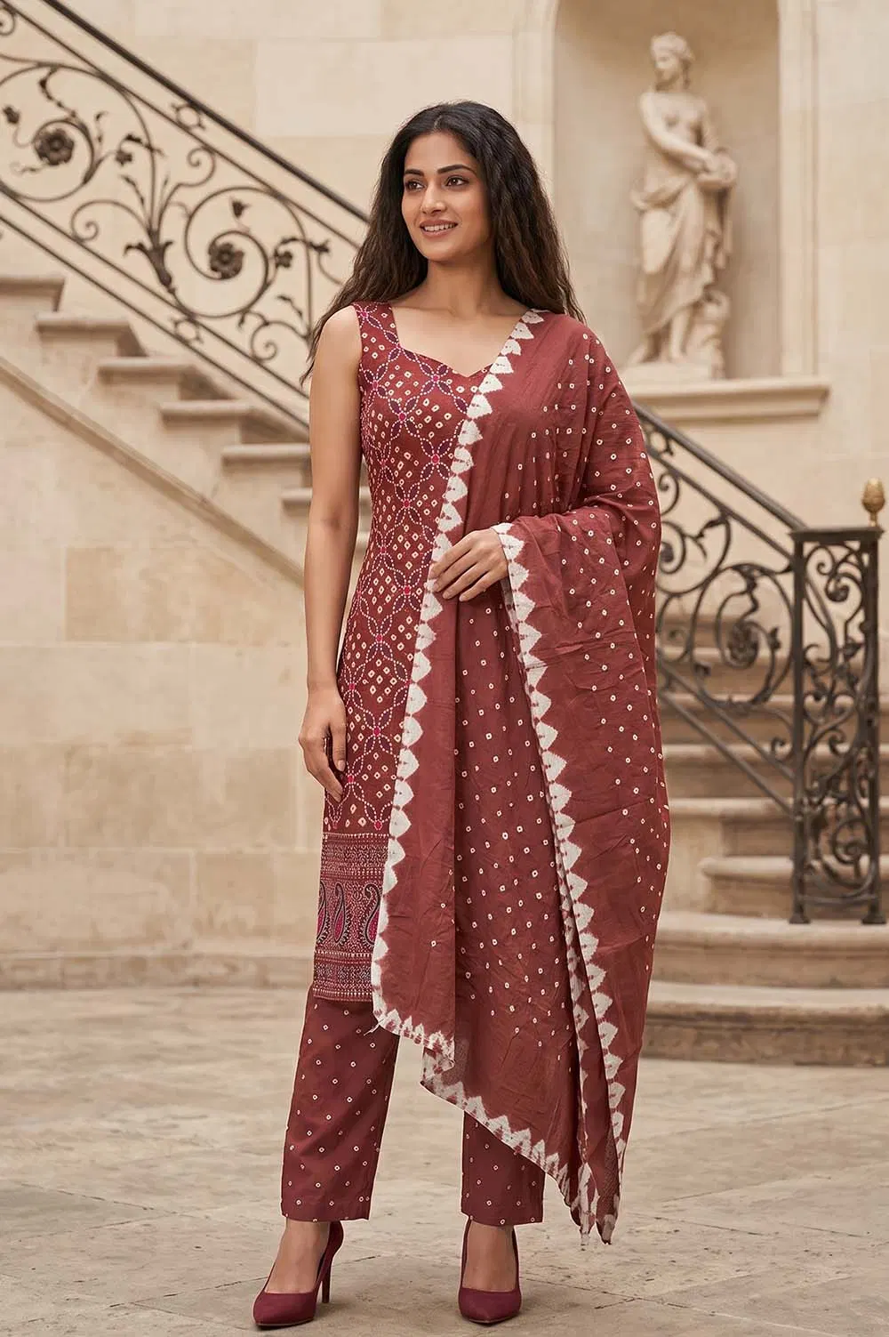 Jamnagari Bandhani Salwar Suit Dress Material (Unstitched)