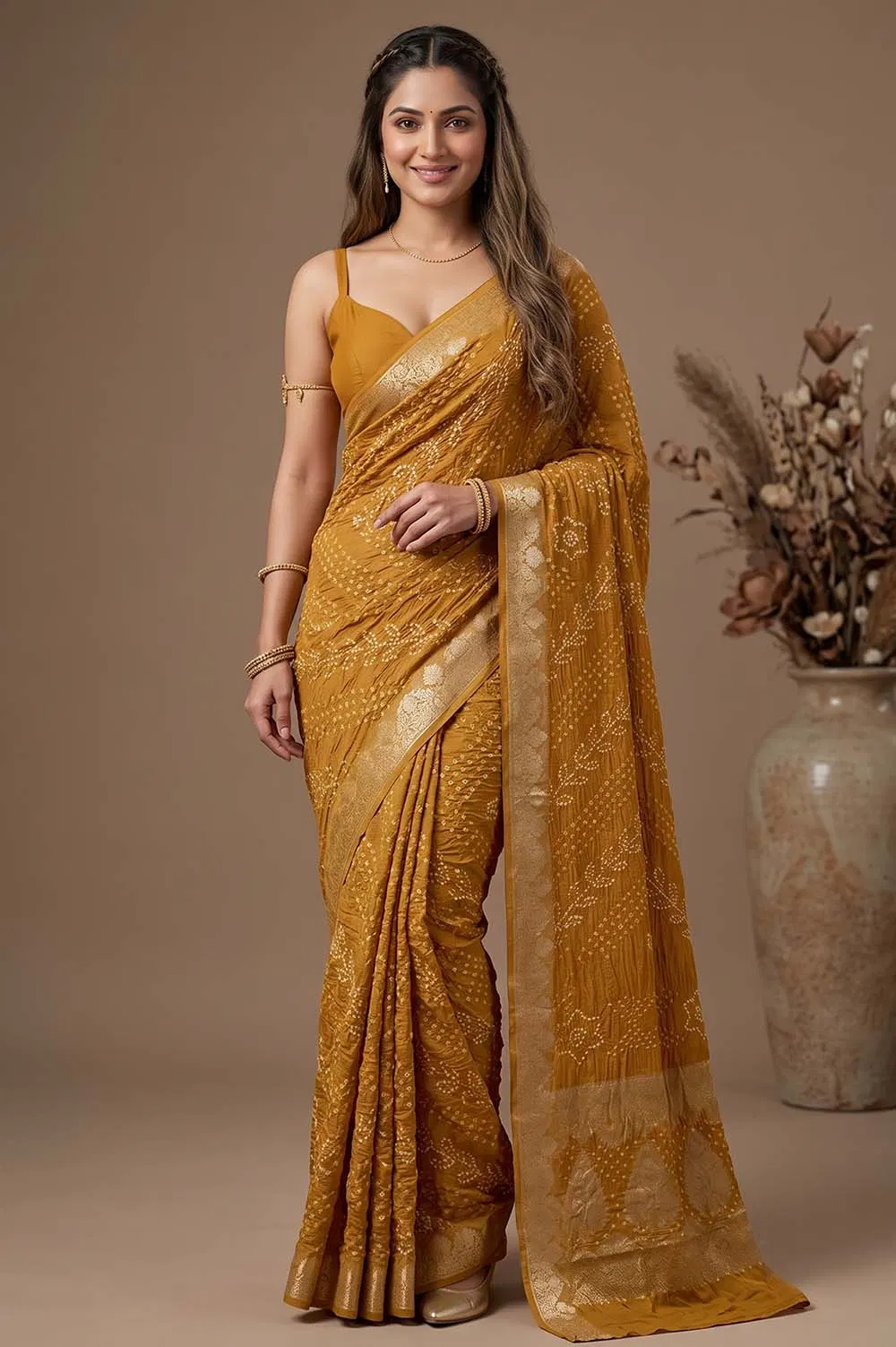 Jamnagari Bandhani Art Silk Saree