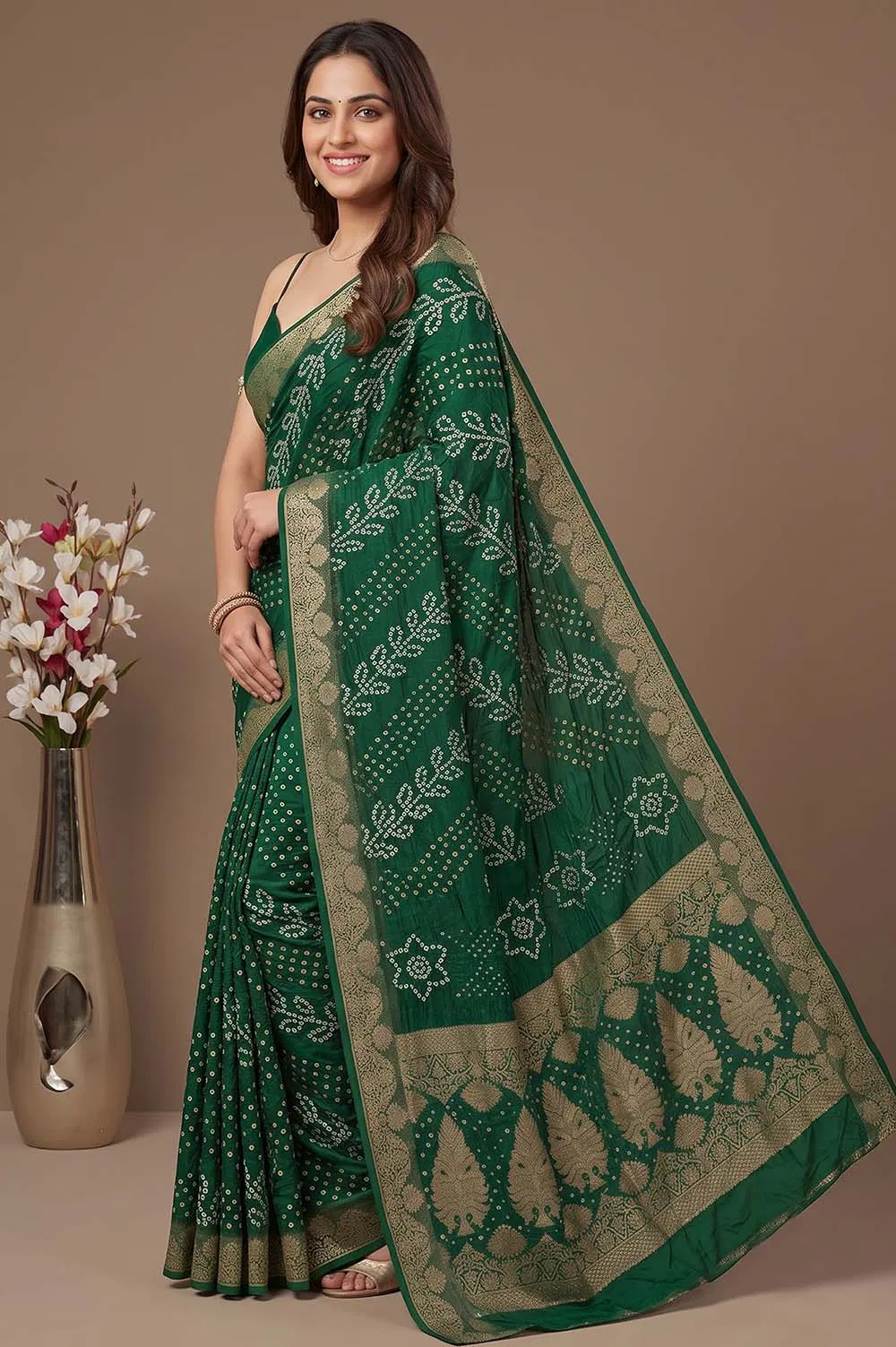 Jamnagari Bandhani Art Silk Saree