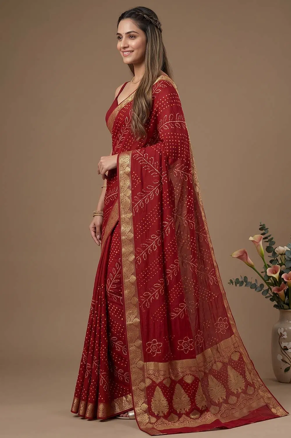 Jamnagari Bandhani Art Silk Saree