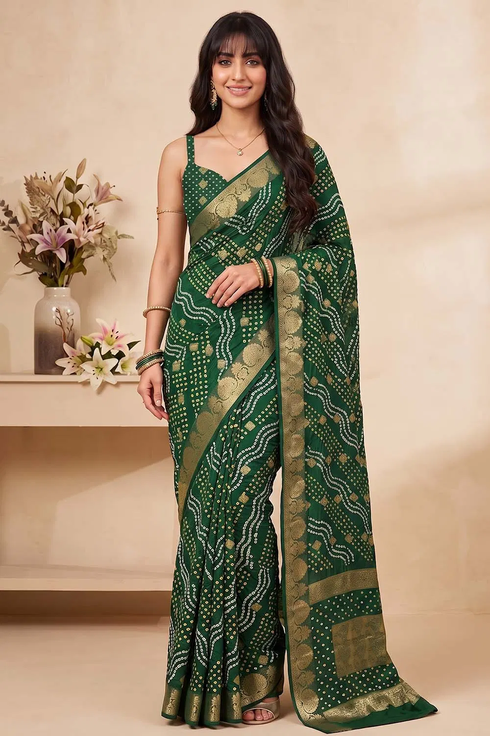 Jamnagari Bandhani Art Silk Saree