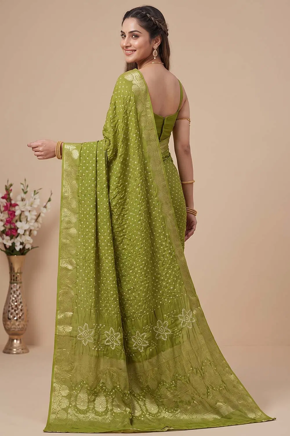 Jamnagari Bandhani Art Silk Saree