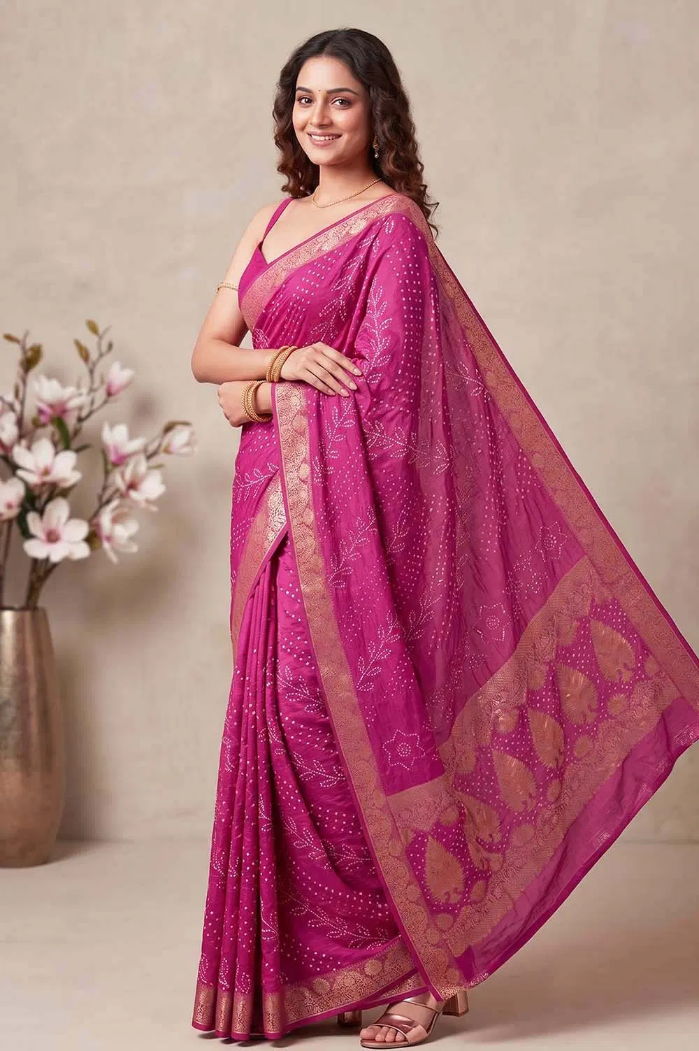 Jamnagari Bandhani Art Silk Saree