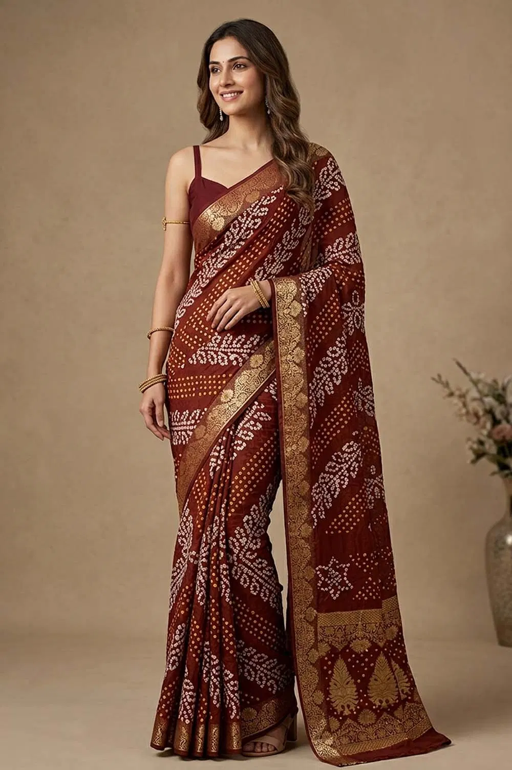 Jamnagari Bandhani Art Silk Saree