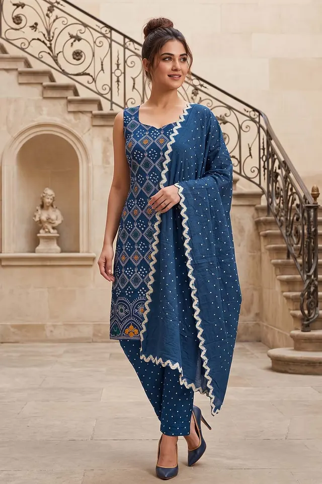 Jamnagari Bandhani Salwar Suit Dress Material