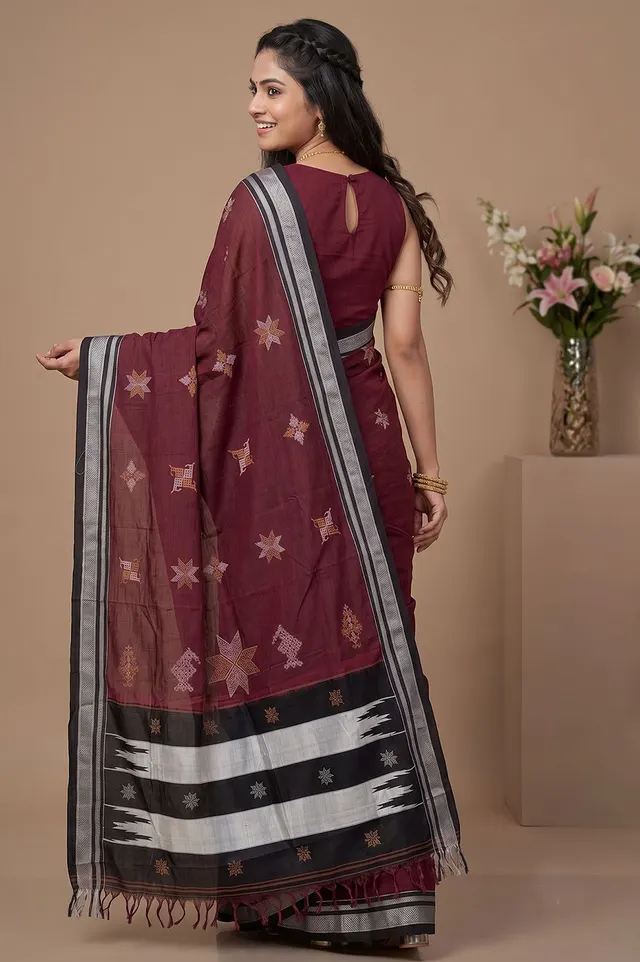 Kasuti Hand Embroidery on ilkal Handloom Cotton Silk Saree