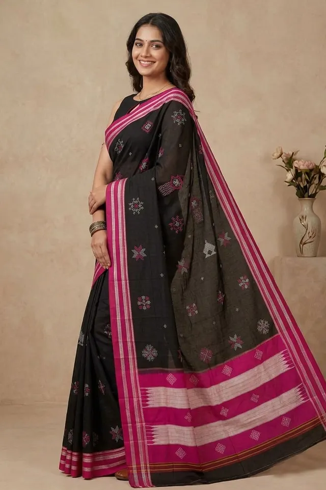 Kasuti Hand Embroidery on ilkal Handloom Cotton Silk Saree