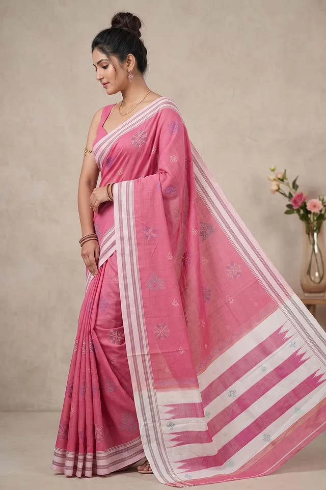 Kasuti Hand Embroidery on ilkal Handloom Cotton Silk Saree
