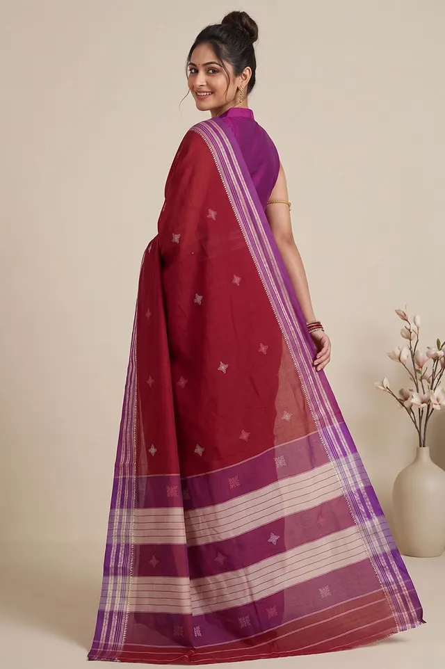 Kasuti Hand Embroidery on Art Silk Saree