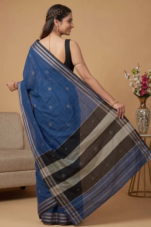 Kasuti Hand Embroidery on Art Silk Saree