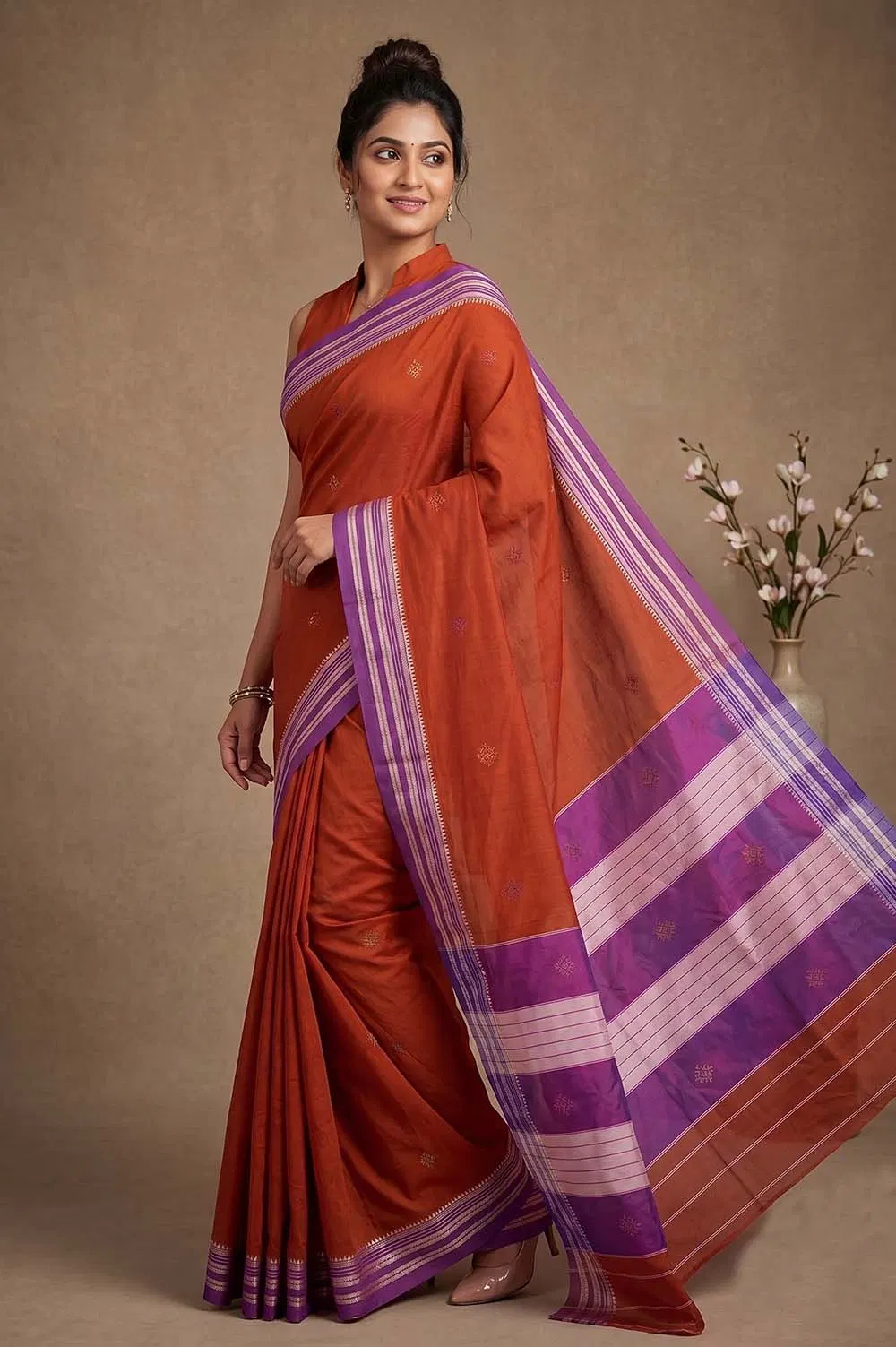 Kasuti Hand Embroidery on ilkal Art Silk Saree