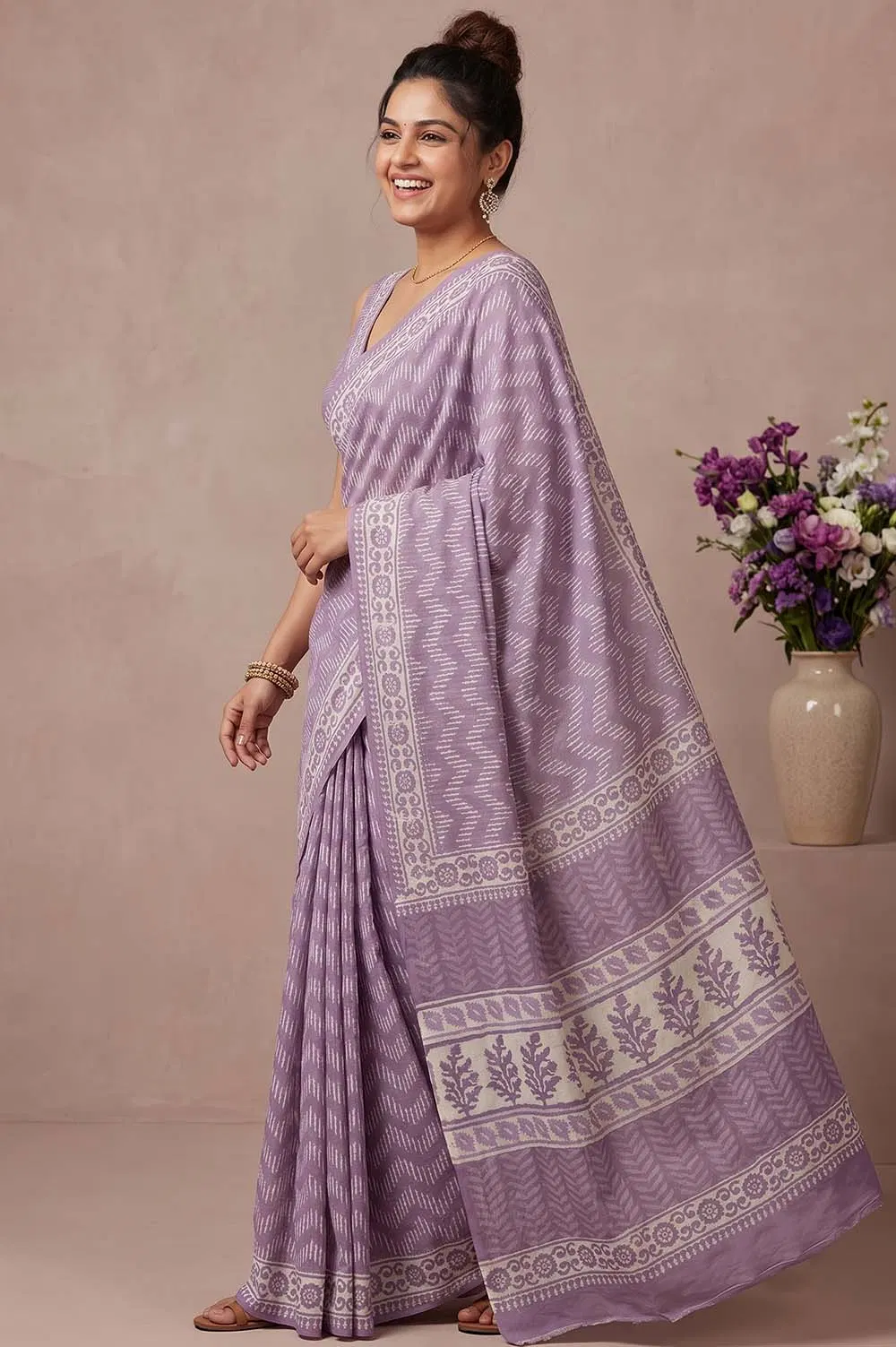 Bagru Hand Block Print Cotton Saree