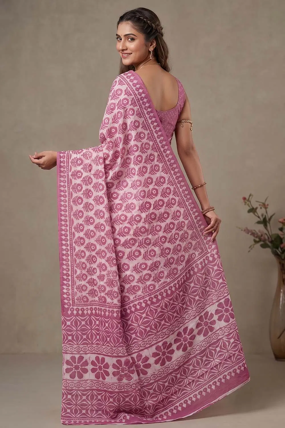 Bagru Hand Block Print Cotton Saree