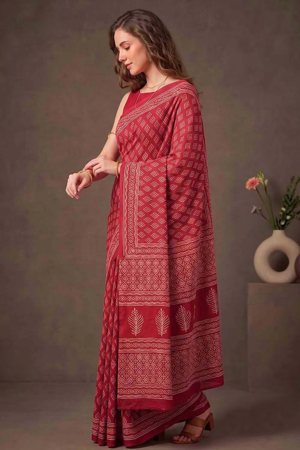 Bagru Hand Block Print Cotton Saree