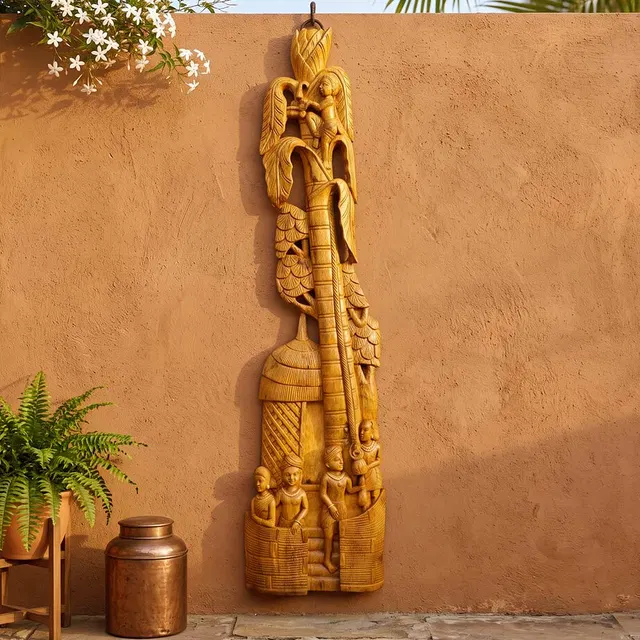 Bastar Wooden Tribal Family (12x50 Inches)