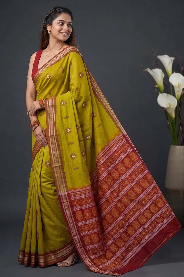 Bomkai Handloom Cotton Saree Grand Pallu