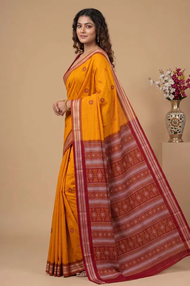 Bomkai Handloom Cotton Saree Grand Pallu