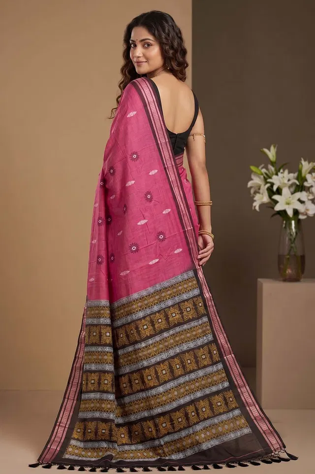 Bomkai Handloom Cotton Saree Grand Pallu