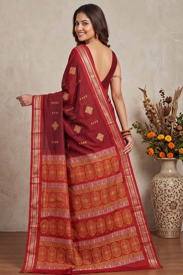 Bomkai Handloom Cotton Saree Grand Pallu