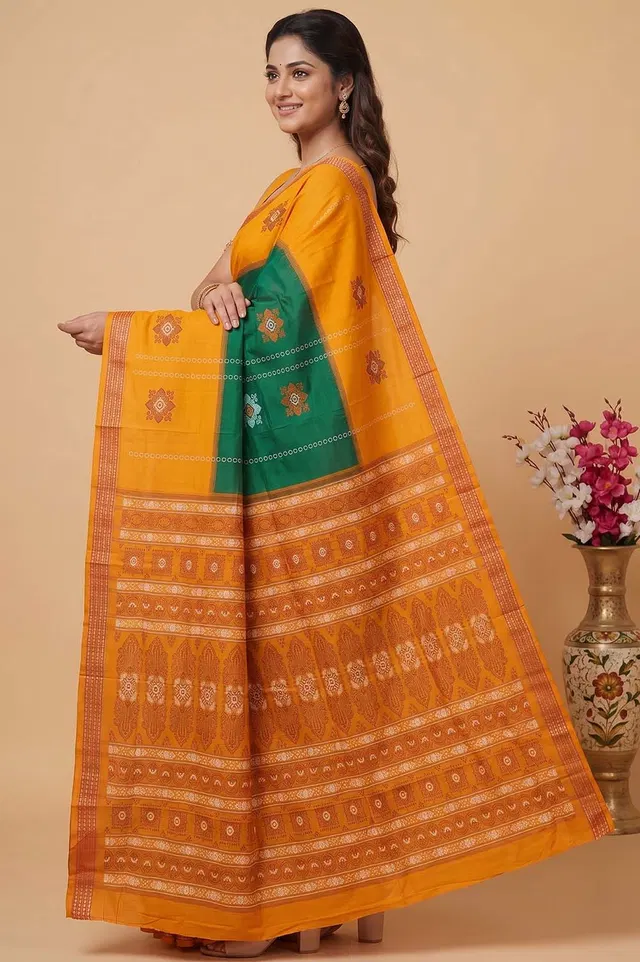 Bomkai Handloom Cotton Saree Grand Pallu