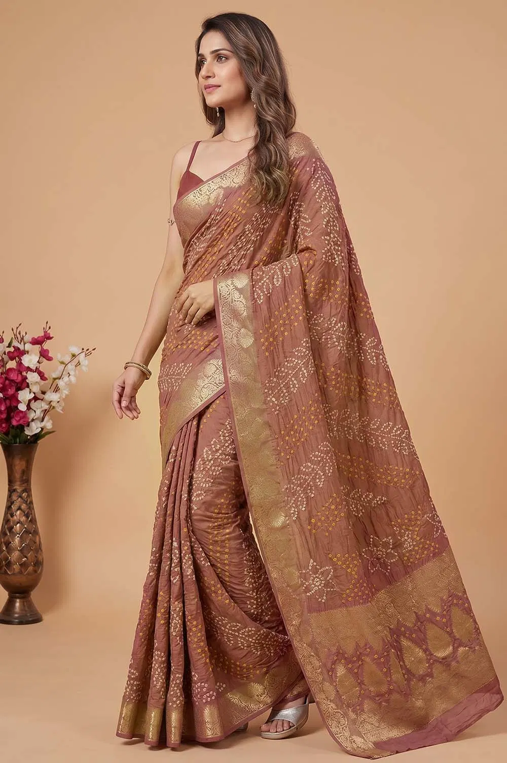 Jamnagari Bandhani Art Silk Saree