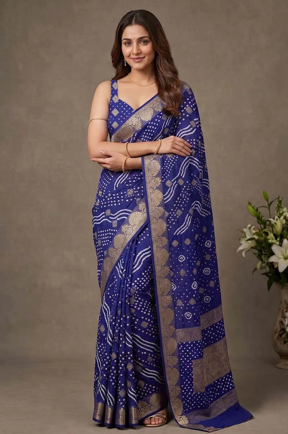 Jamnagari Bandhani Art Silk Saree