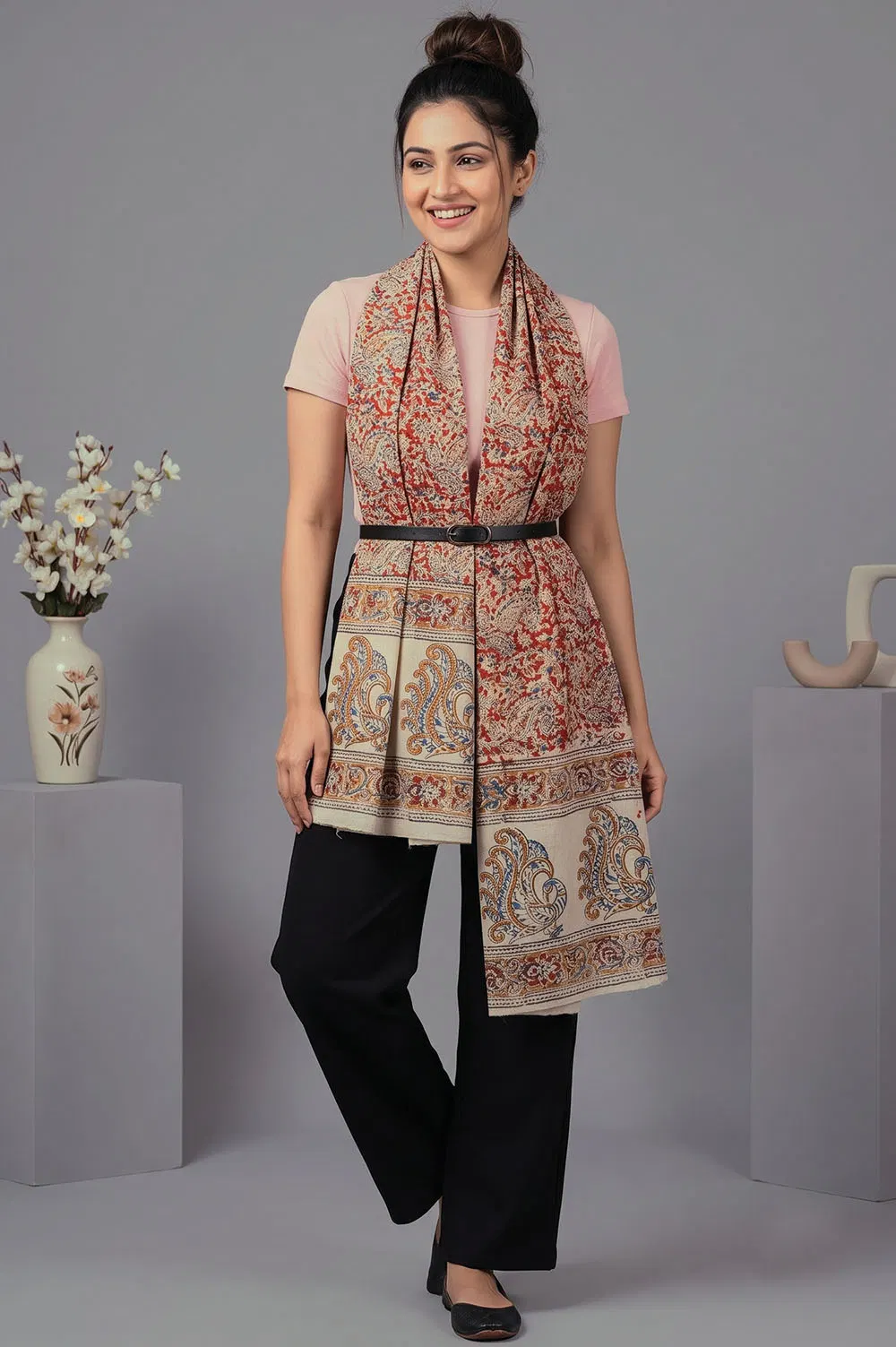 Hand Block Printed Machilipatnam Kalamkari Stole