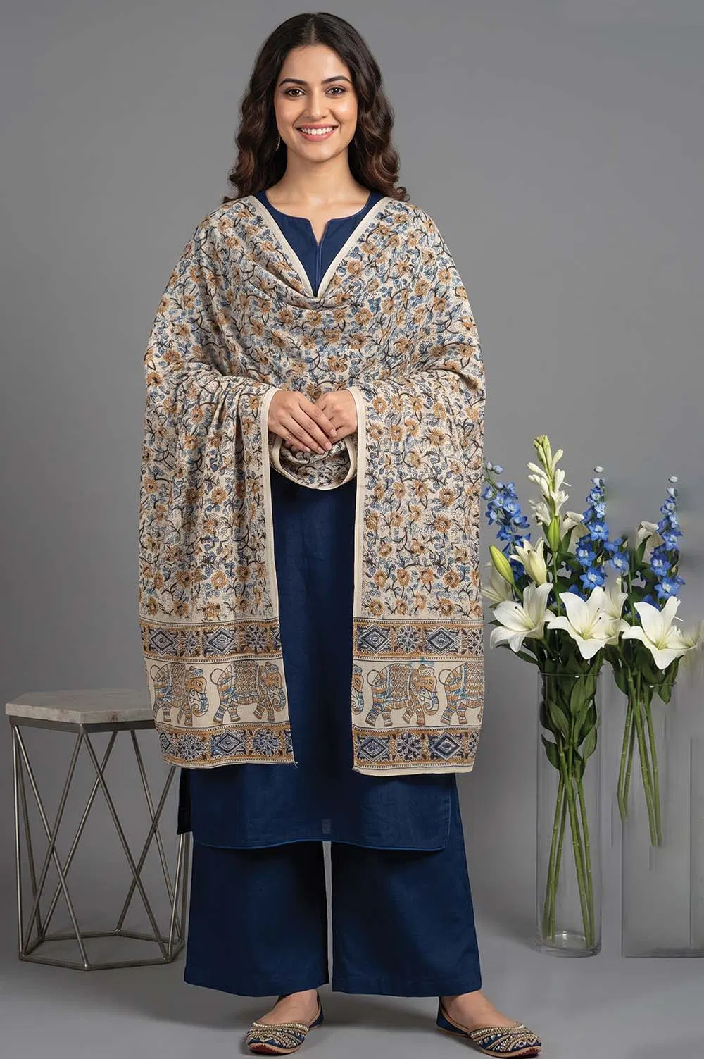 Hand Block Printed Machilipatnam Kalamkari Stole