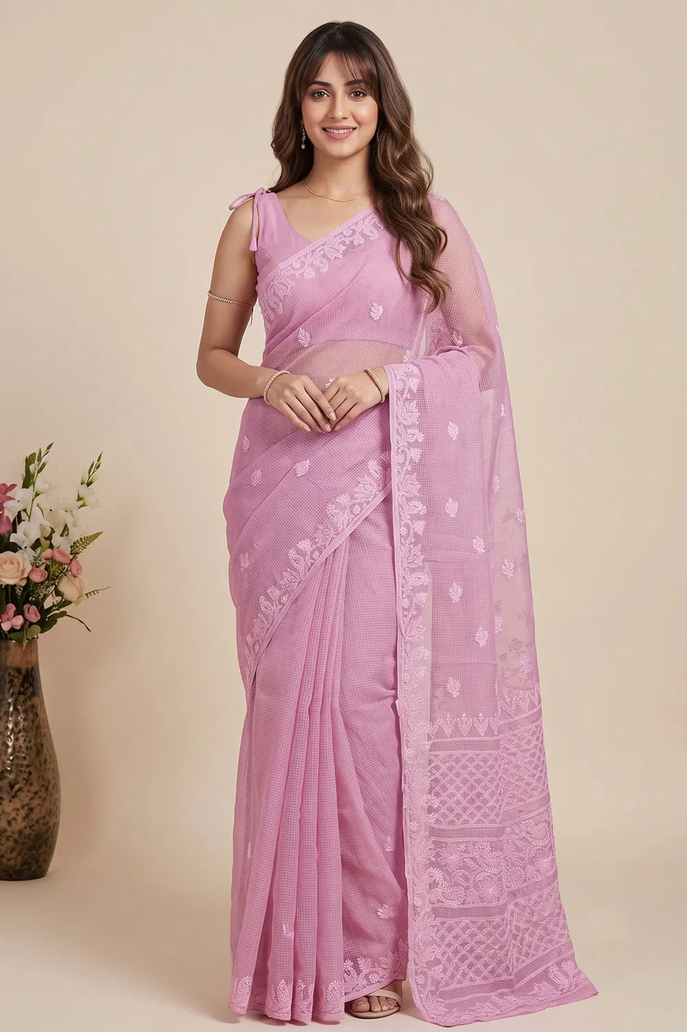Lucknow Chikankari Hand Embroidered Saree