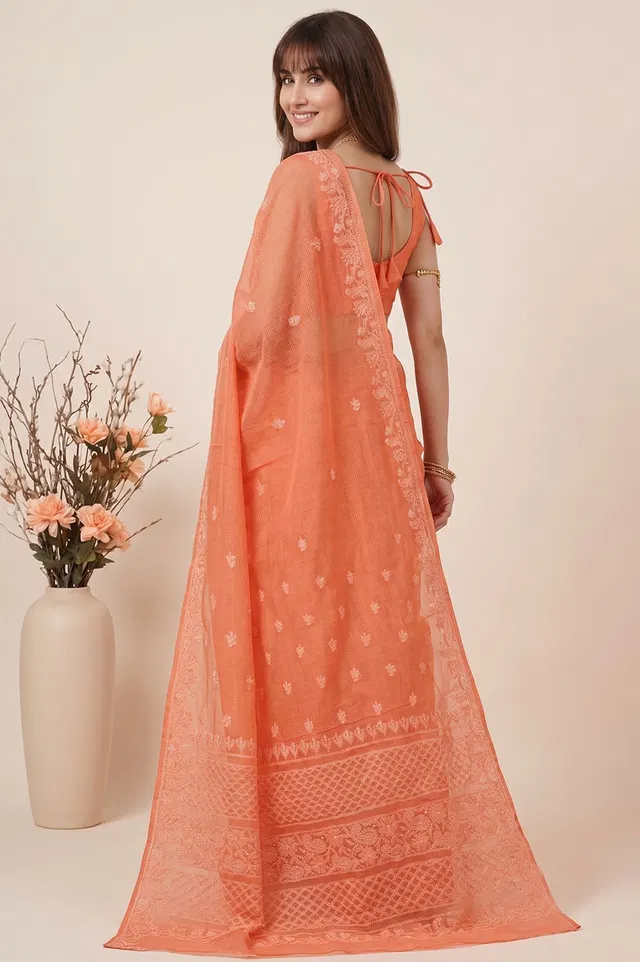 Lucknow Chikankari Hand Embroidered Saree