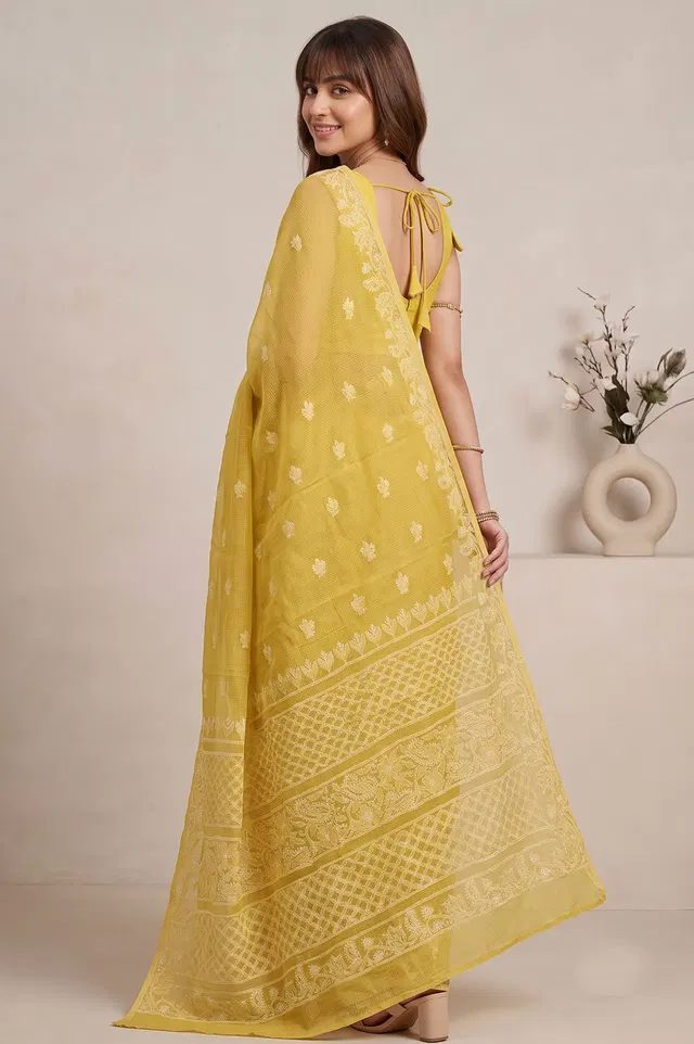 Lucknow Chikankari Hand Embroidered Saree
