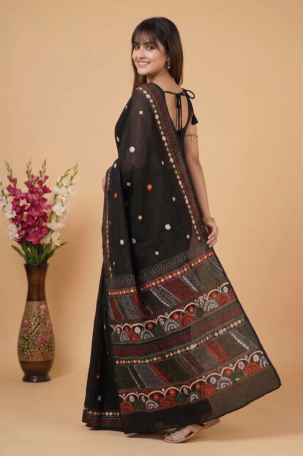 Nakshi Kantha Cotton Saree (Intricate Hand Embroidery)