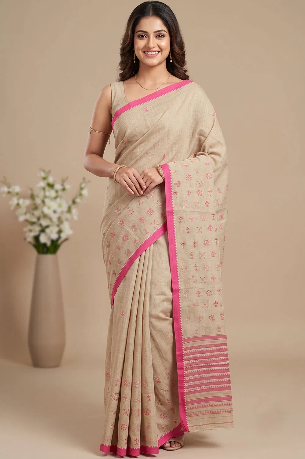 Nakshi Kantha Cotton Saree (Intricate Hand Embroidery)